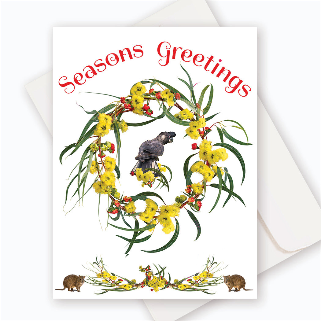X012SG Illyarrie wreath with Carnaby's Cockatoo.