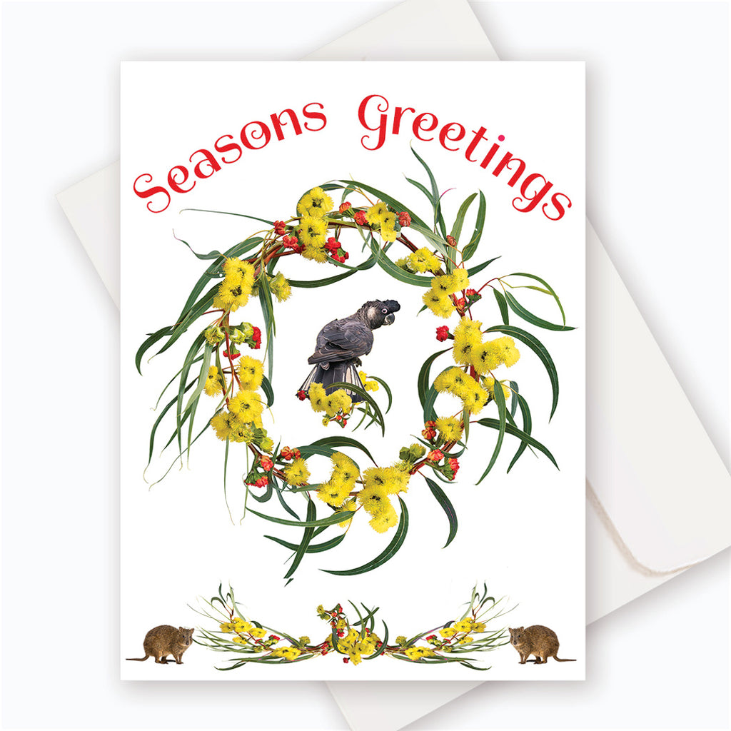 X012SG Illyarrie wreath with Carnaby's Cockatoo.