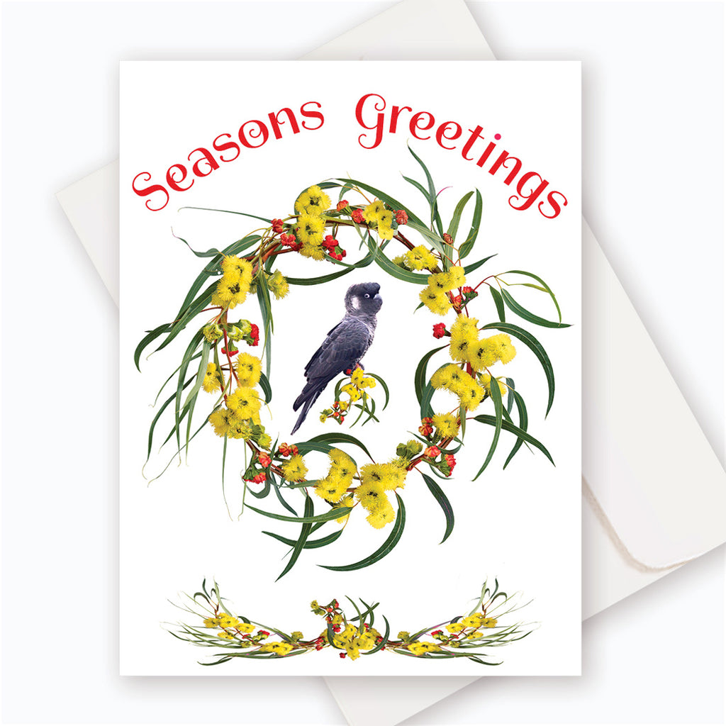 X012SG Illyarrie wreath with Carnaby's Cockatoo.